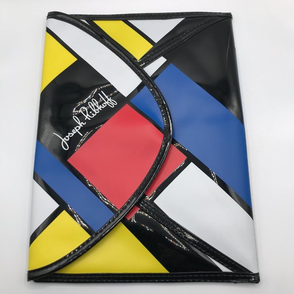 VTG 90's Joseph Ribkoff Clutch Colour Block Black Patent Leather Y2K Style - Picture 5 of 9